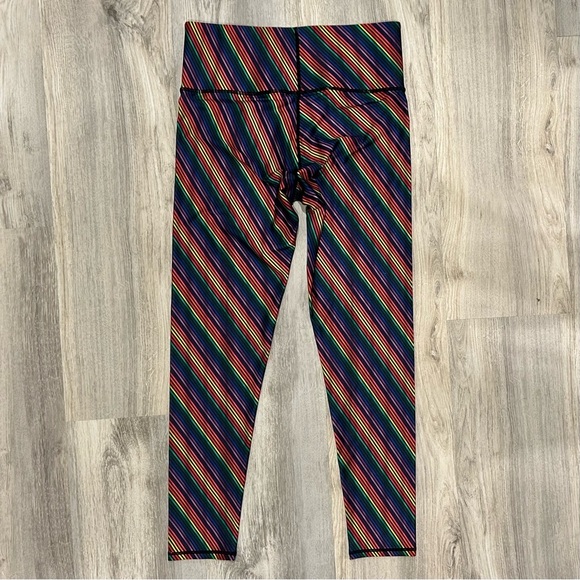 Terez Athletic Leggings Pants Activewear Rainbow Diagonal Stripe Size L - Picture 6 of 7